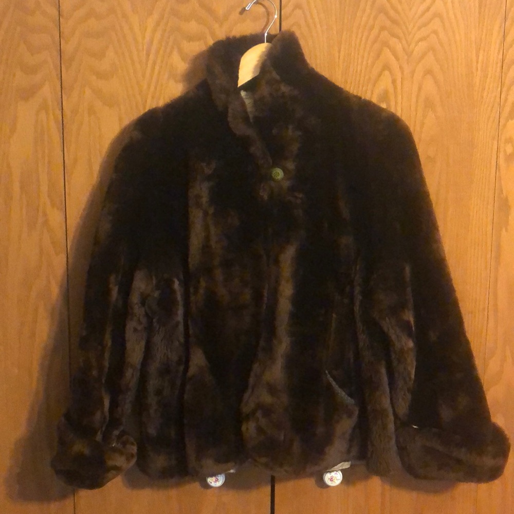 Vintage Dark Brown Mouton lined Coat